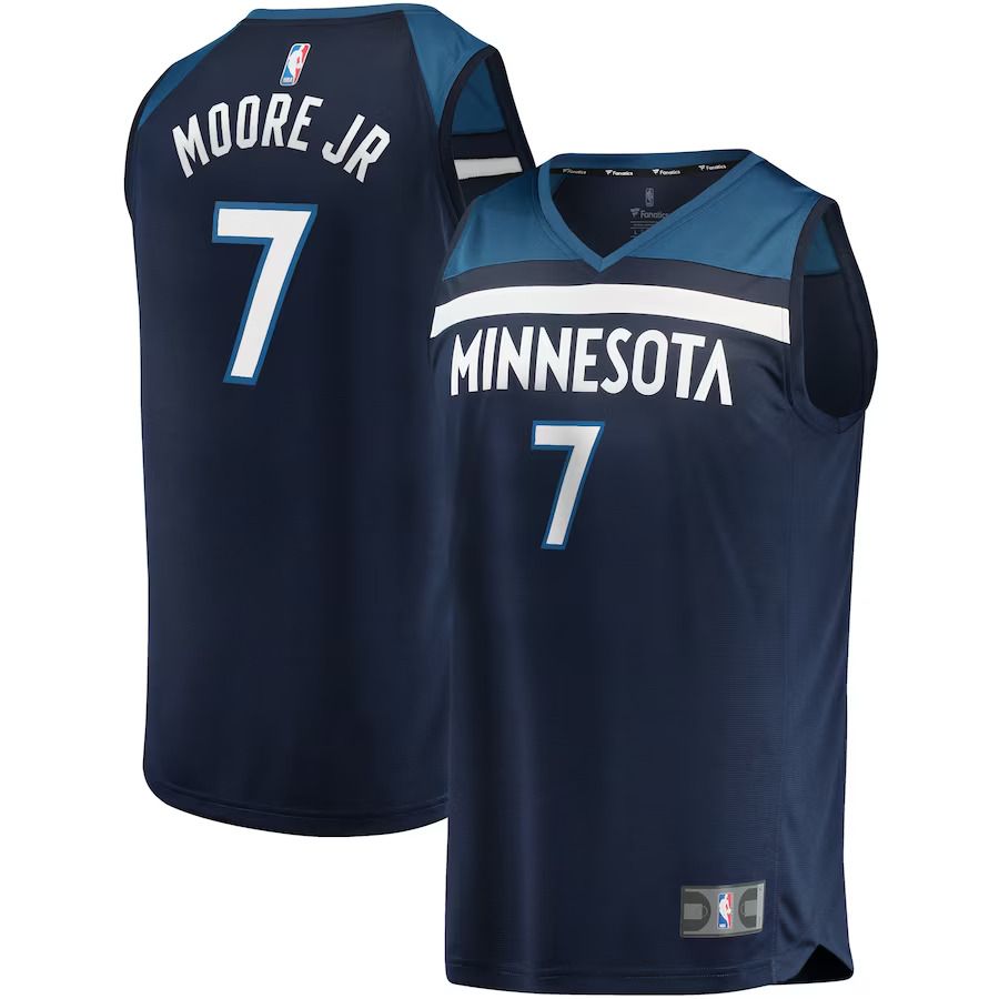 Men Minnesota Timberwolves #7 Wendell Moore Jr. Fanatics Branded Navy Draft First Round Pick Fast Break Replica Player NBA Jersey